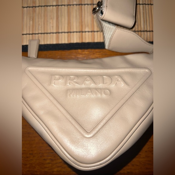 Prada Triangle Leather Shoulder Bag in Sand Beige LIKE NEW - Picture 3 of 16